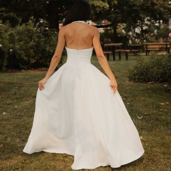 HEIRESS BEVERLY HILLS - White - Halter contour flowy maxi dress - XXS - Picture 6 of 7